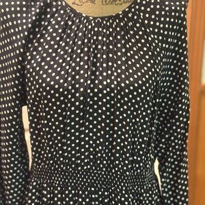Boden Black Dress with White Polka Dots